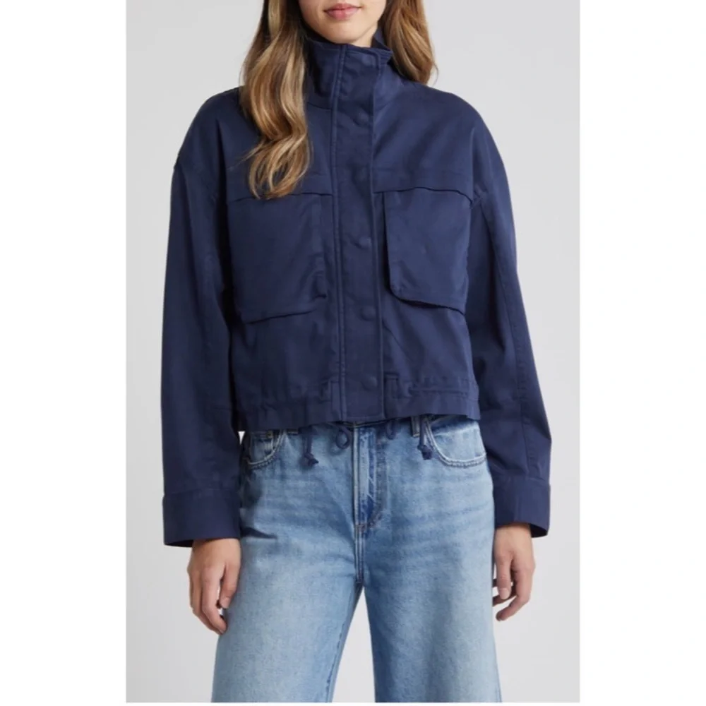 🆕 Caslon Crop Utility Jacket in Navy - Picture 1 of 1